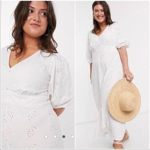 ASOS Curve White Eyelet Dress Size 16